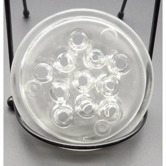 Vintage Glass Flower Frog 3 1/2" W 11 Holes - Picture 5 of 10